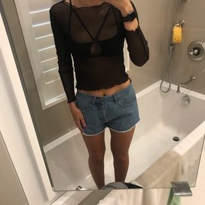 Brandy Melville longsleeve sheer black sparkly top